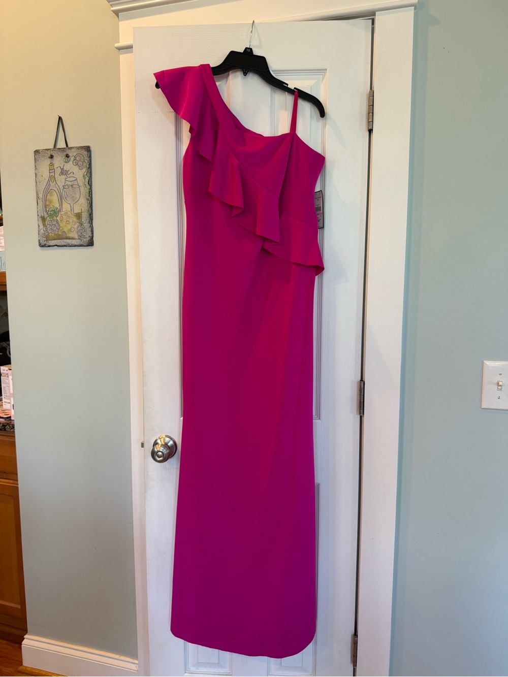 Jessica Howard One-Shoulder Ruffle Maxi Dress in Fuchsia